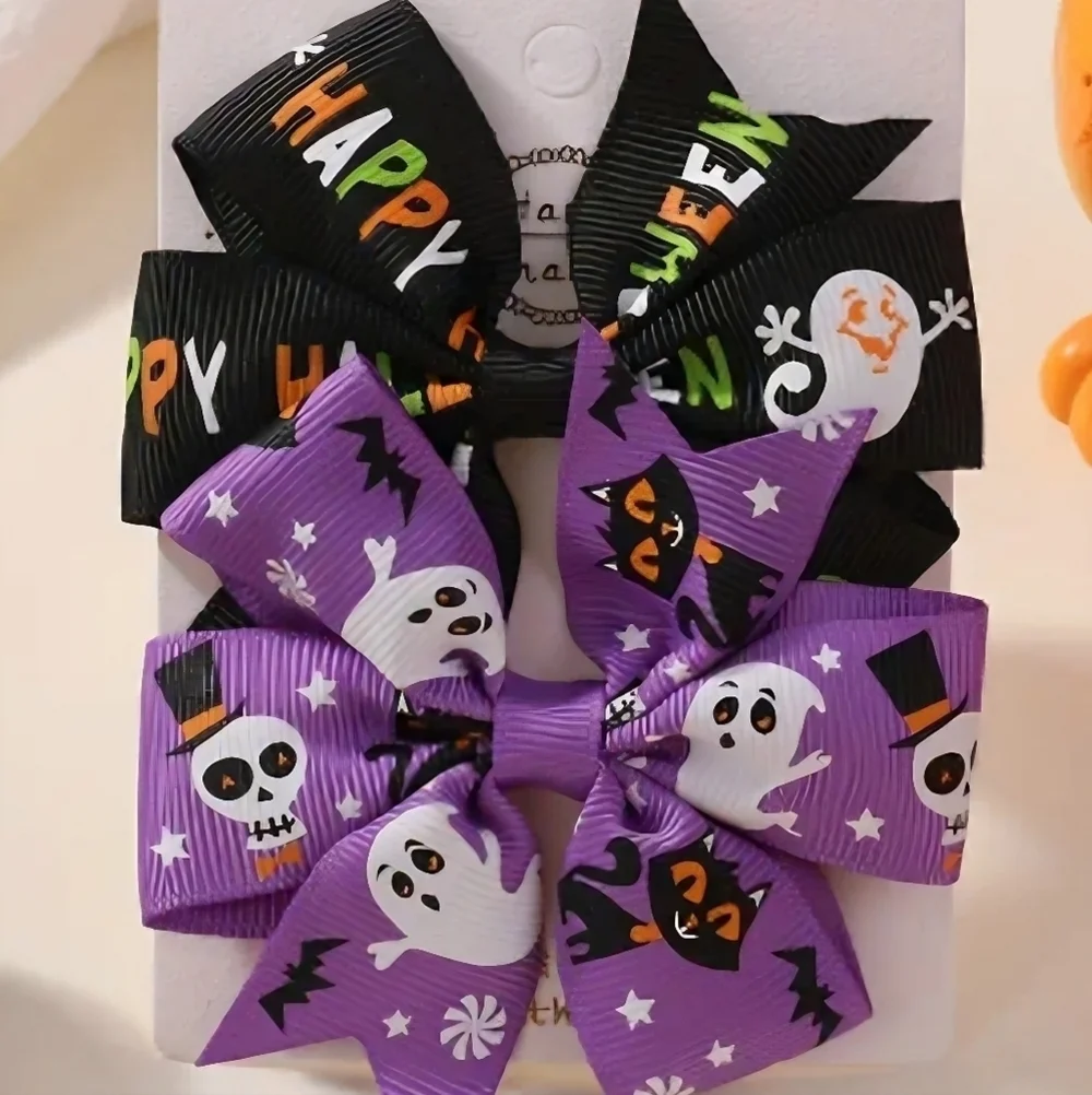 New! Halloween Hair Bow Clips
